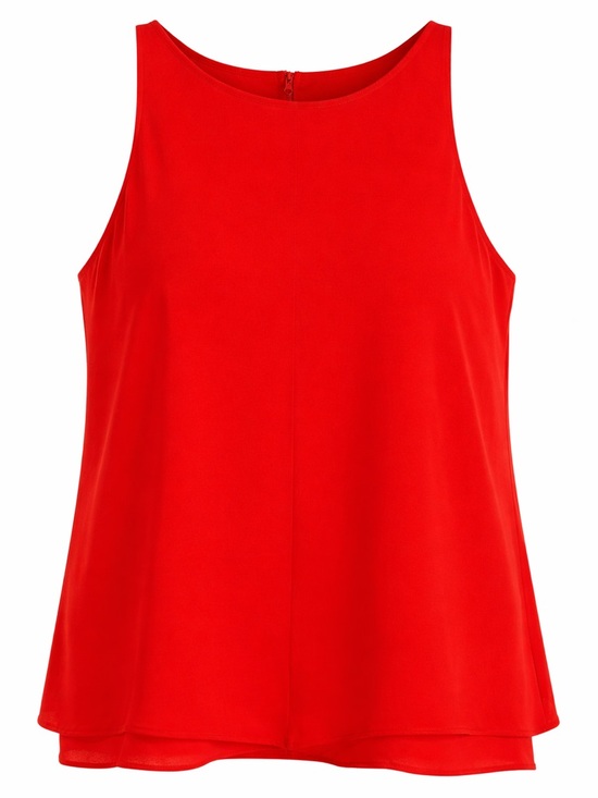 Paraphrase Tops - Paraphrase Bright Red/Orange Sleeveless Layered Tank Top